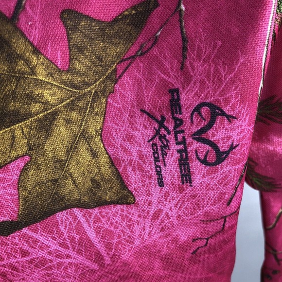 RealTree Xtra Colors Camo Hot Pink Hoodie Womens Large Hooded Sweatshirt Top - Picture 3 of 10